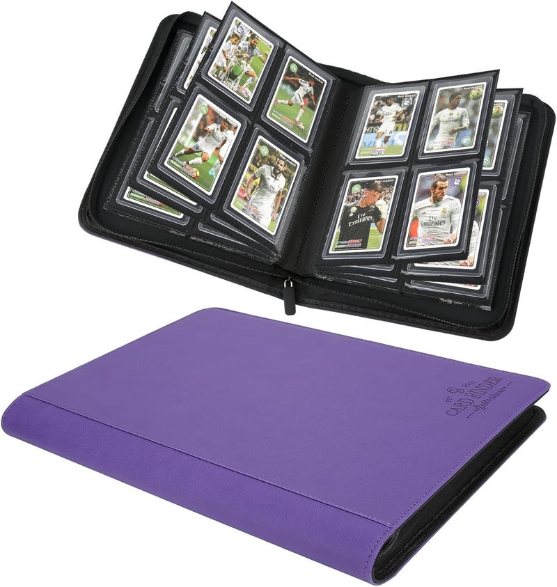 CARDBINDER Toploader Binder,Toploader Hard Cases, 4-Pocket Pages Sleeves Hold up 128 Cards.Toploader Card Binder with Sleeves for “3×4” rigid，Card Holder(purple) - Image 1